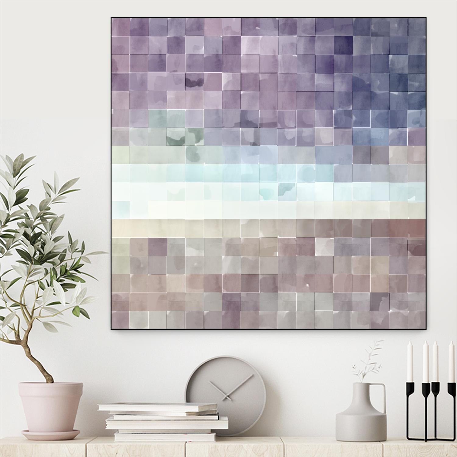Gridded Watercolor Landscape B by THE Studio on GIANT ART - blue abstract
