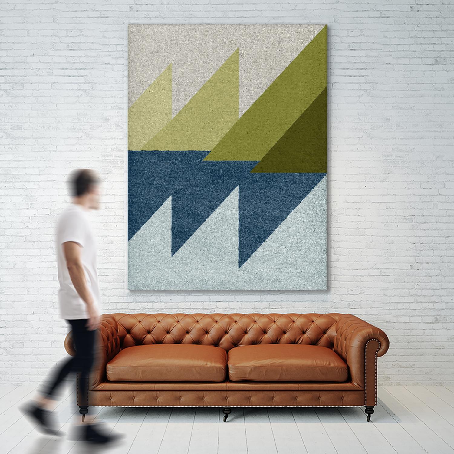 New Linen Geometrics D by GI ArtLab on GIANT ART - blue abstract