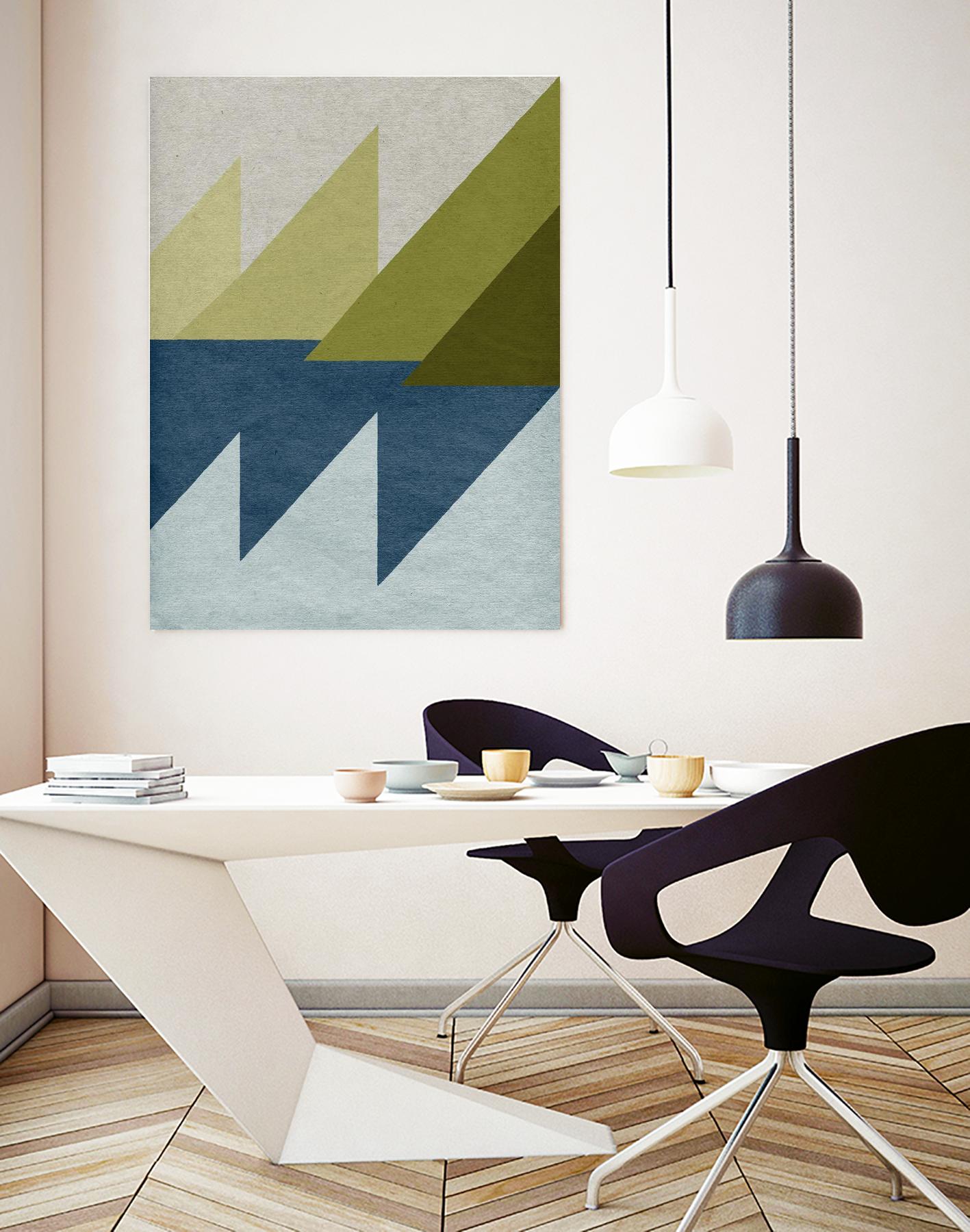 New Linen Geometrics D by GI ArtLab on GIANT ART - blue abstract