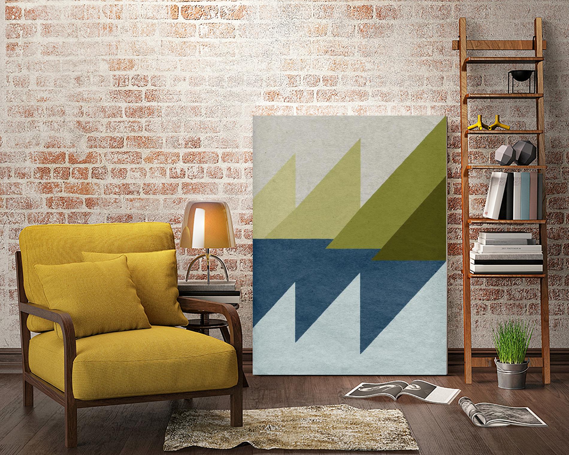 New Linen Geometrics D by GI ArtLab on GIANT ART - blue abstract