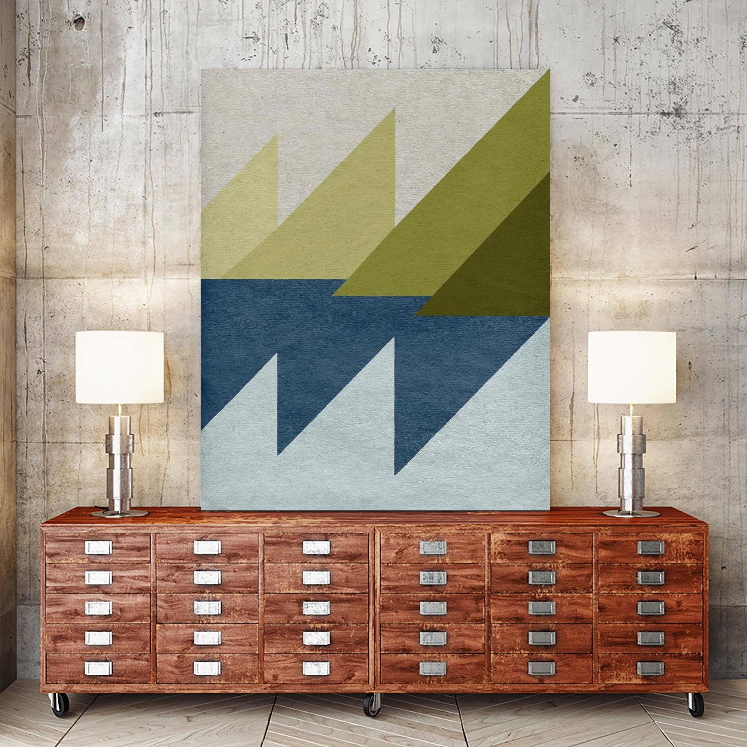 New Linen Geometrics D by GI ArtLab on GIANT ART - blue abstract