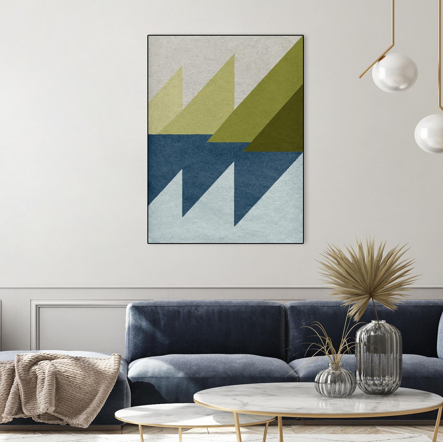 New Linen Geometrics D by GI ArtLab on GIANT ART - blue abstract