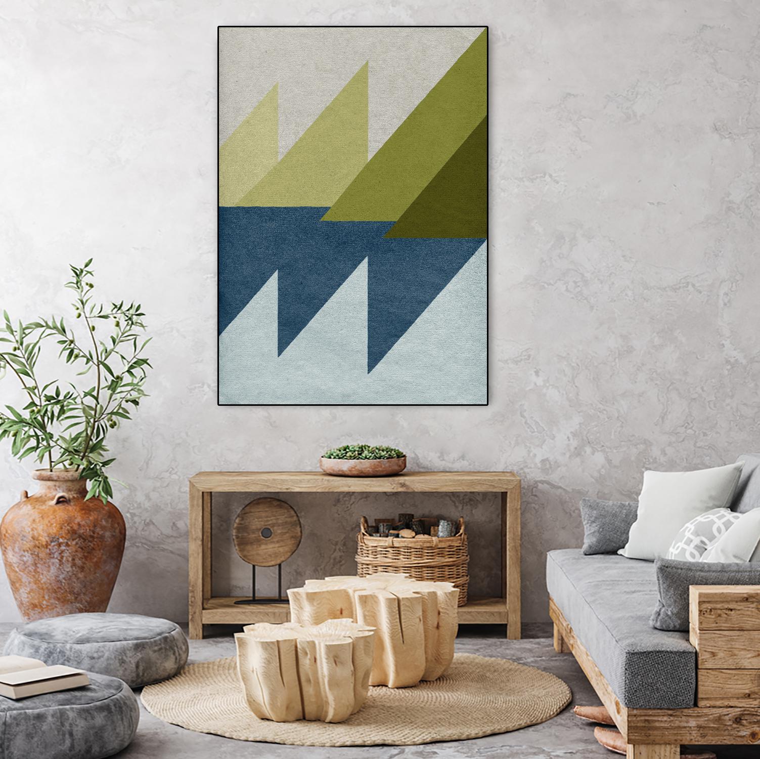 New Linen Geometrics D by GI ArtLab on GIANT ART - blue abstract