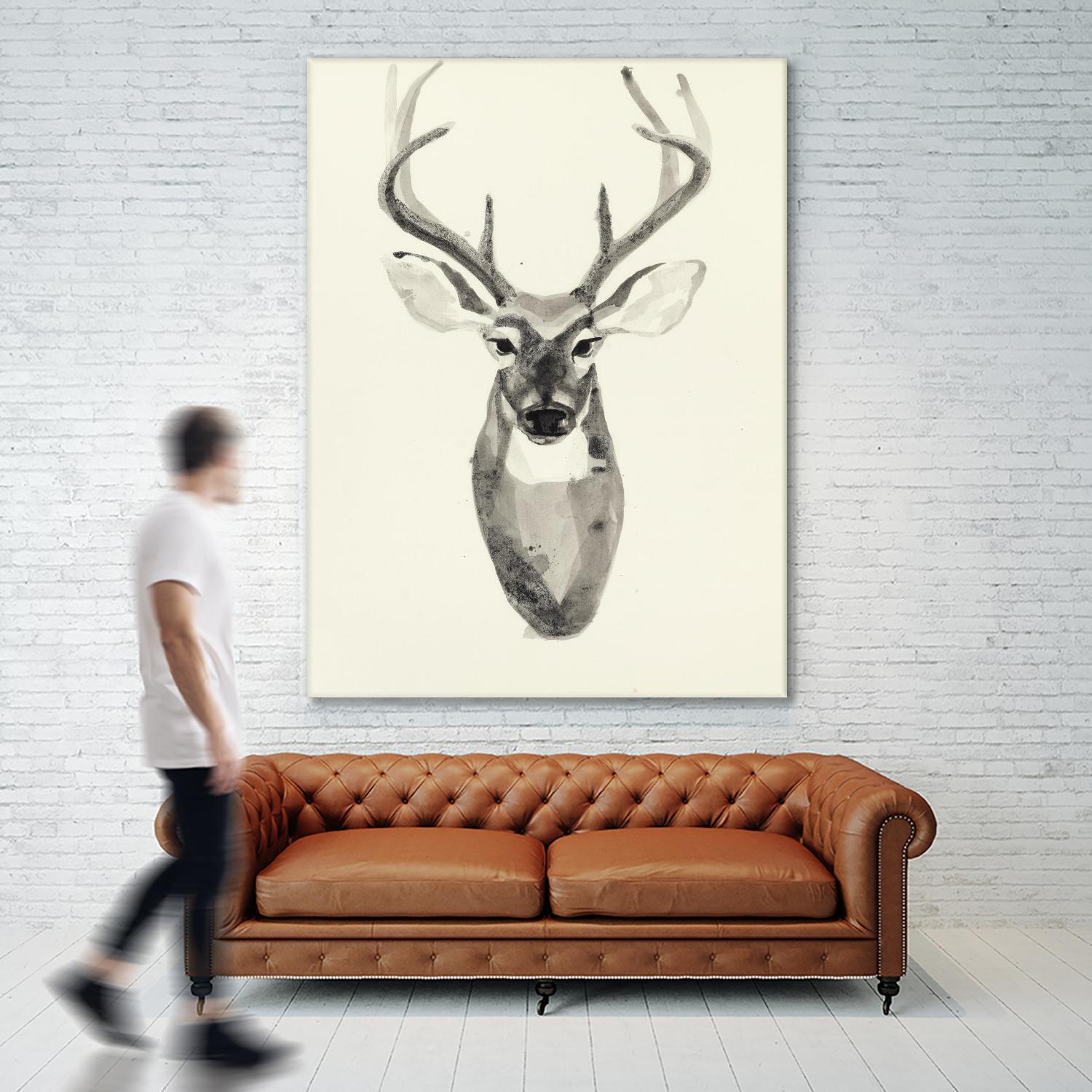 Watercolor Deerhead 2 by Gordon, Ben Gordon on GIANT ART - black animals deer