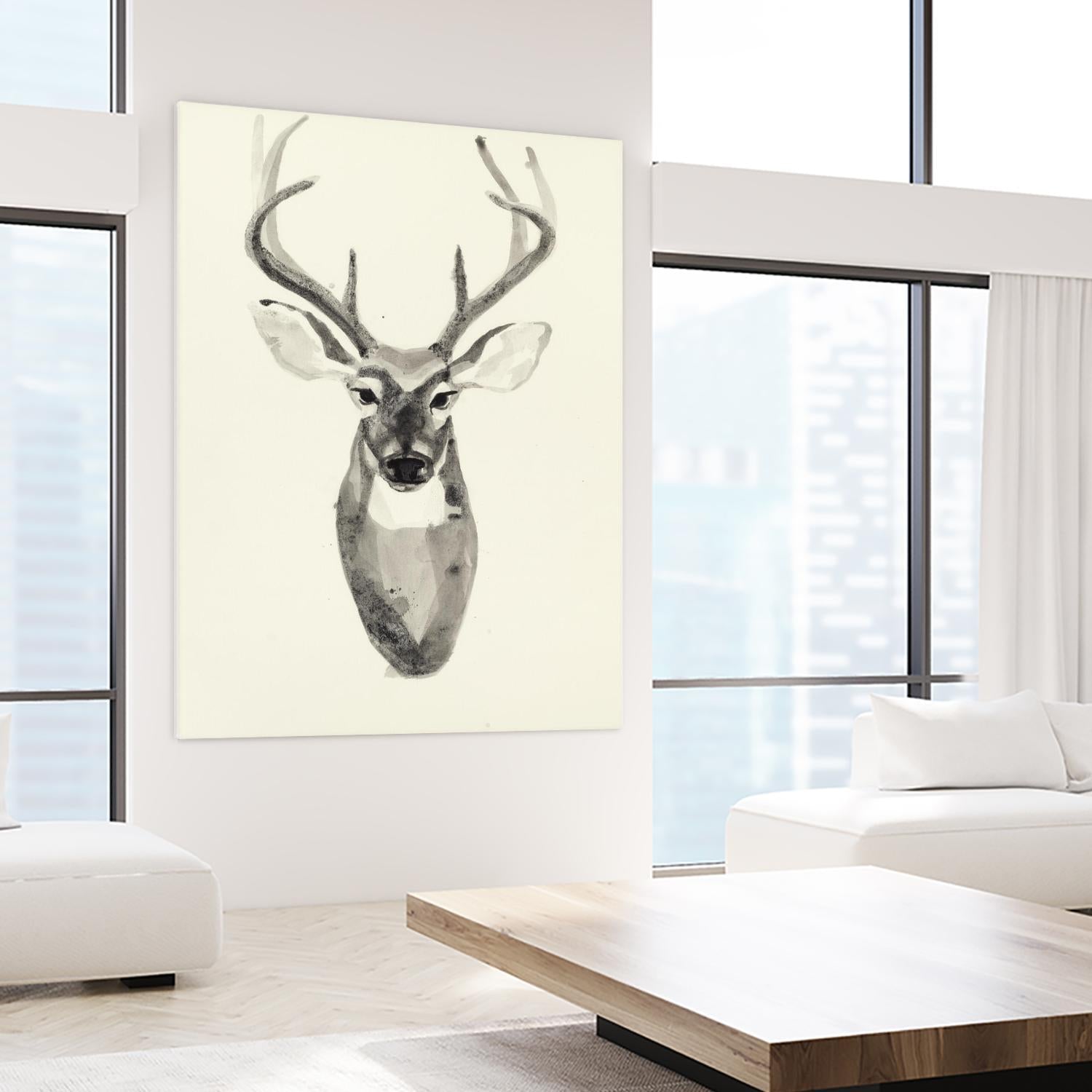 Watercolor Deerhead 2 by Gordon, Ben Gordon on GIANT ART - black animals deer