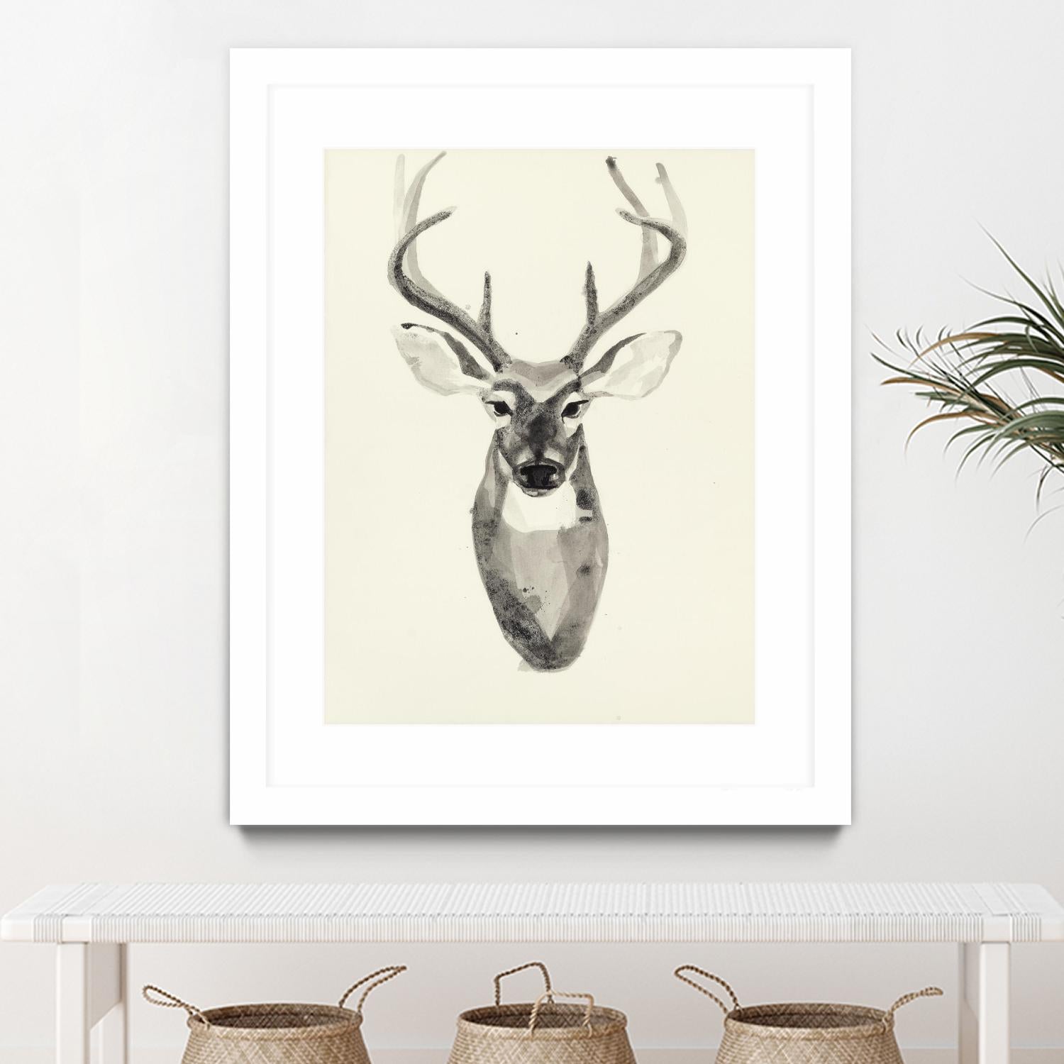 Watercolor Deerhead 2 by Gordon, Ben Gordon on GIANT ART - white black & white deer