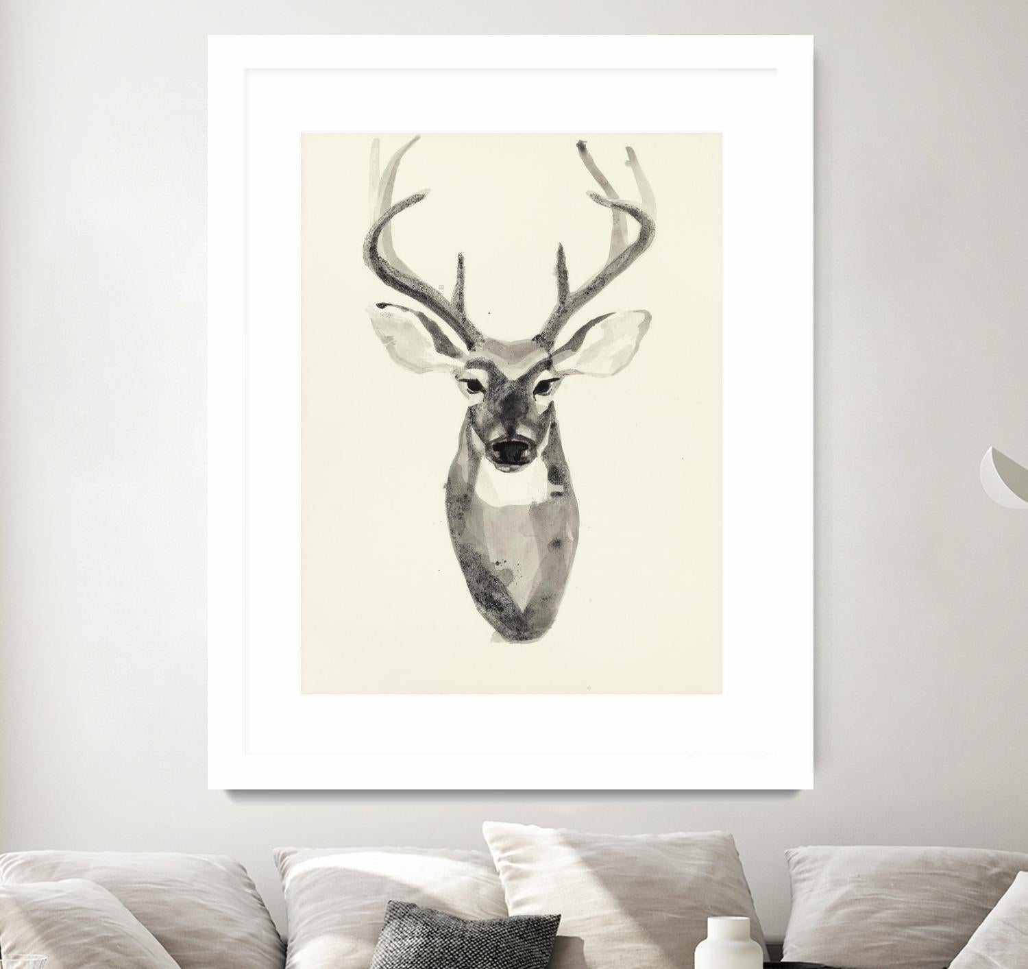 Watercolor Deerhead 2 by Gordon, Ben Gordon on GIANT ART - white black & white deer