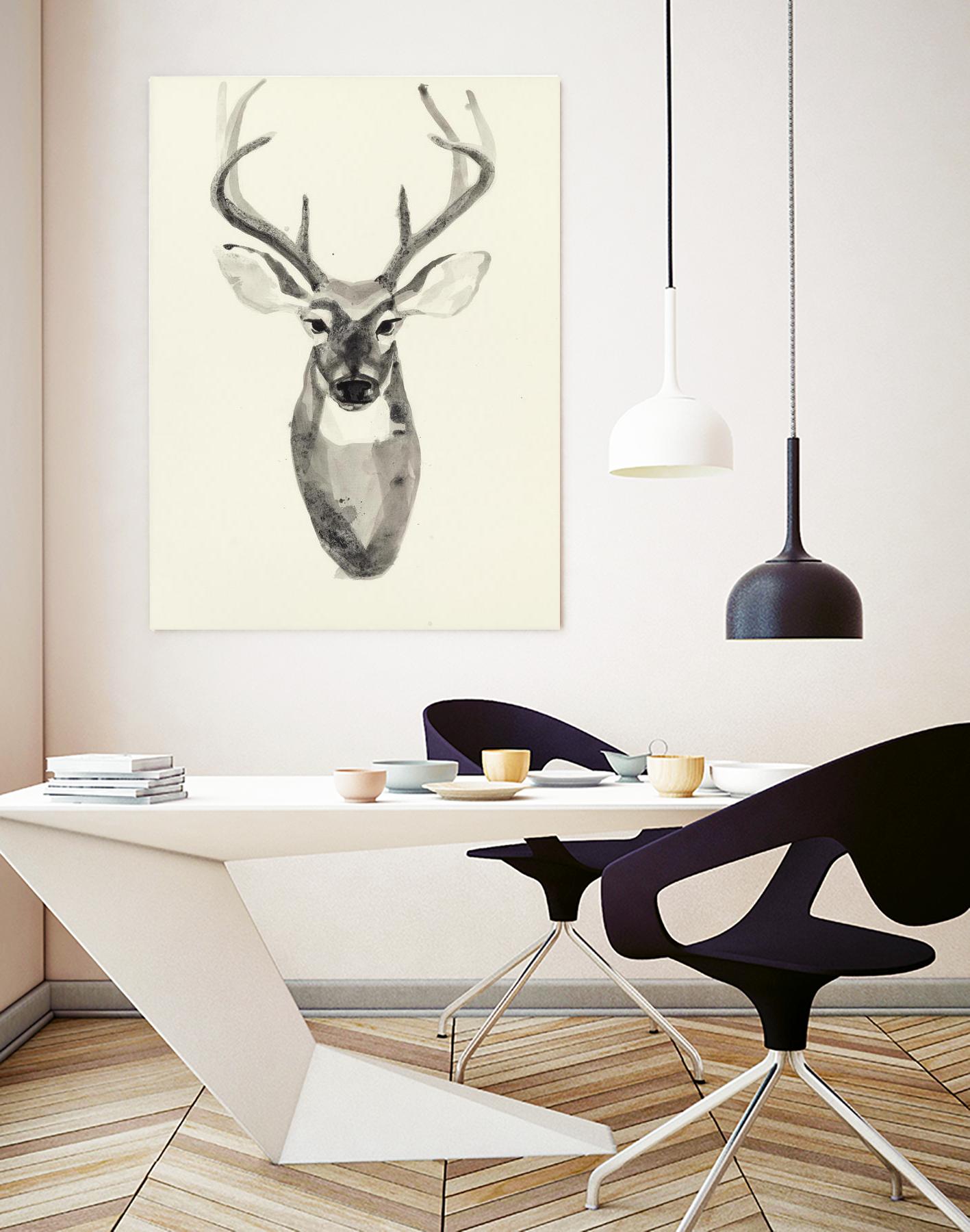 Watercolor Deerhead 2 by Gordon, Ben Gordon on GIANT ART - white black & white deer