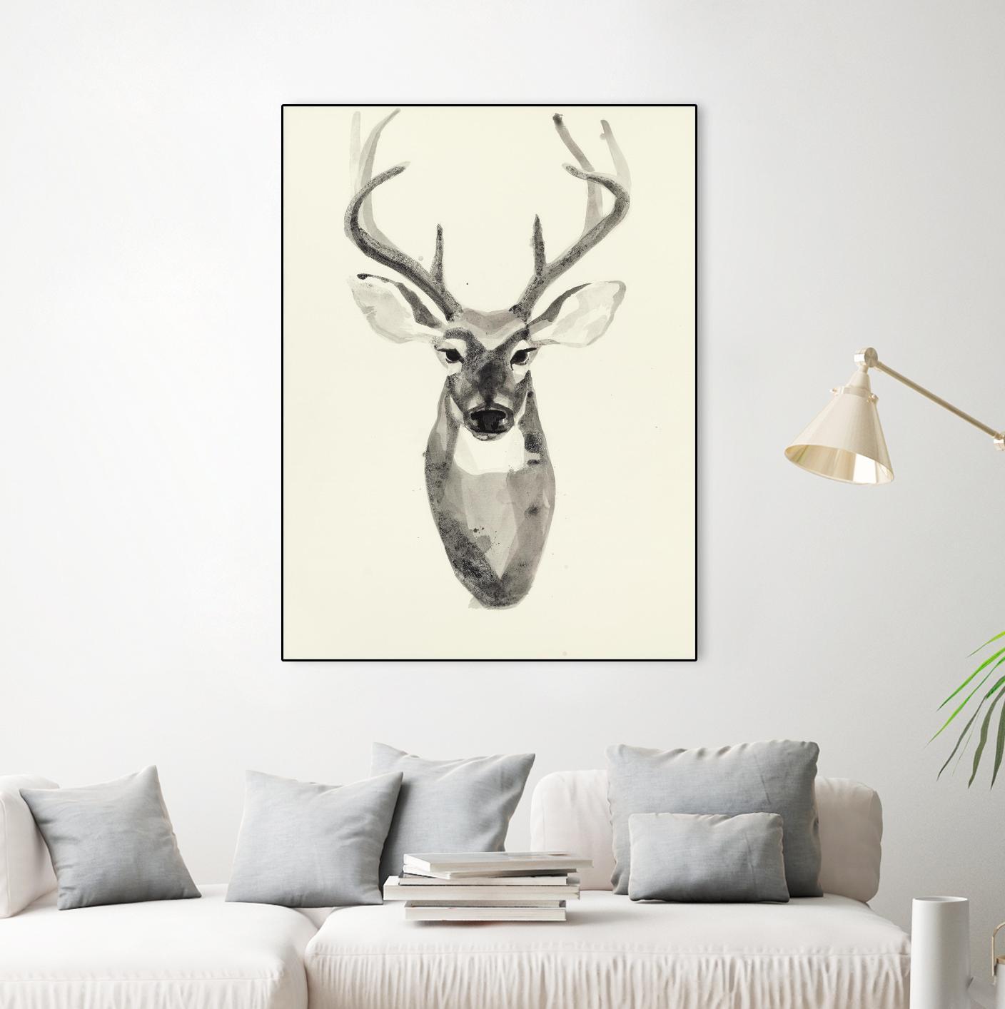 Watercolor Deerhead 2 by Gordon, Ben Gordon on GIANT ART - black animals deer