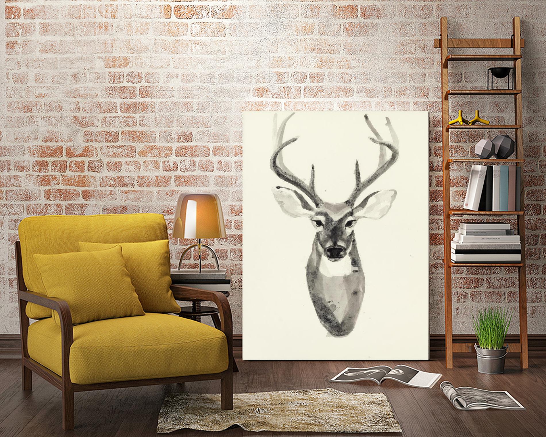 Watercolor Deerhead 2 by Gordon, Ben Gordon on GIANT ART - white black & white deer