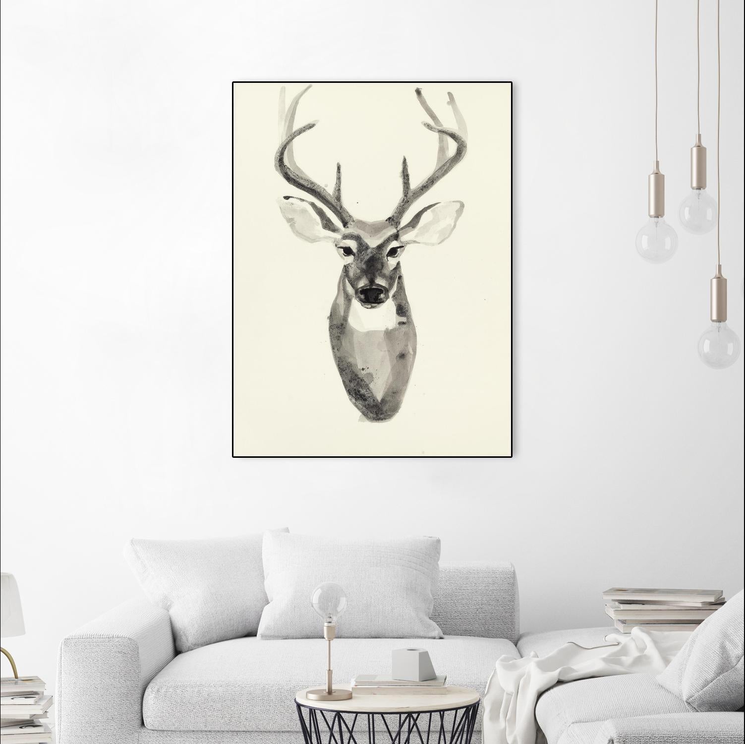 Watercolor Deerhead 2 by Gordon, Ben Gordon on GIANT ART - black animals deer