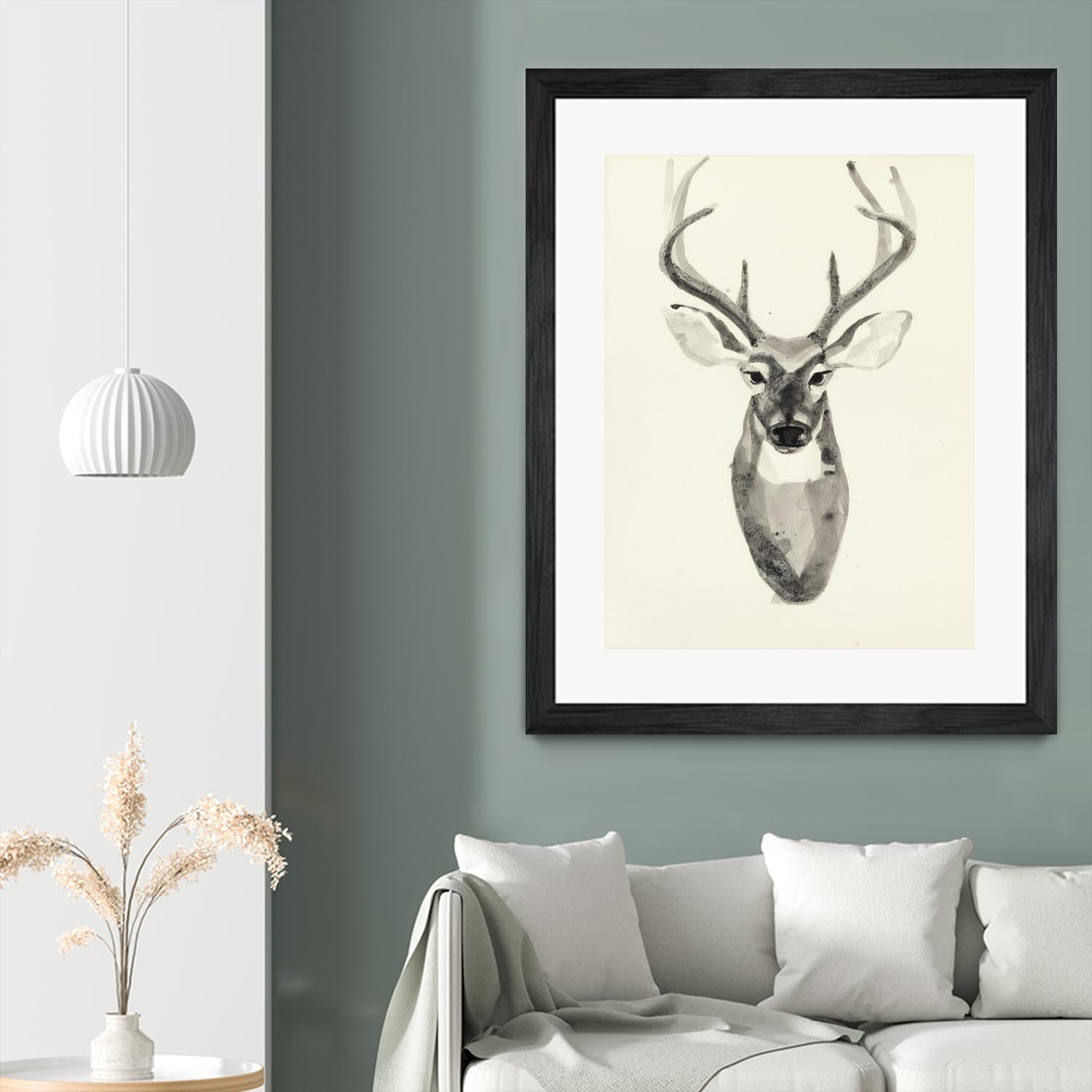 Watercolor Deerhead 2 by Gordon, Ben Gordon on GIANT ART - white black & white deer