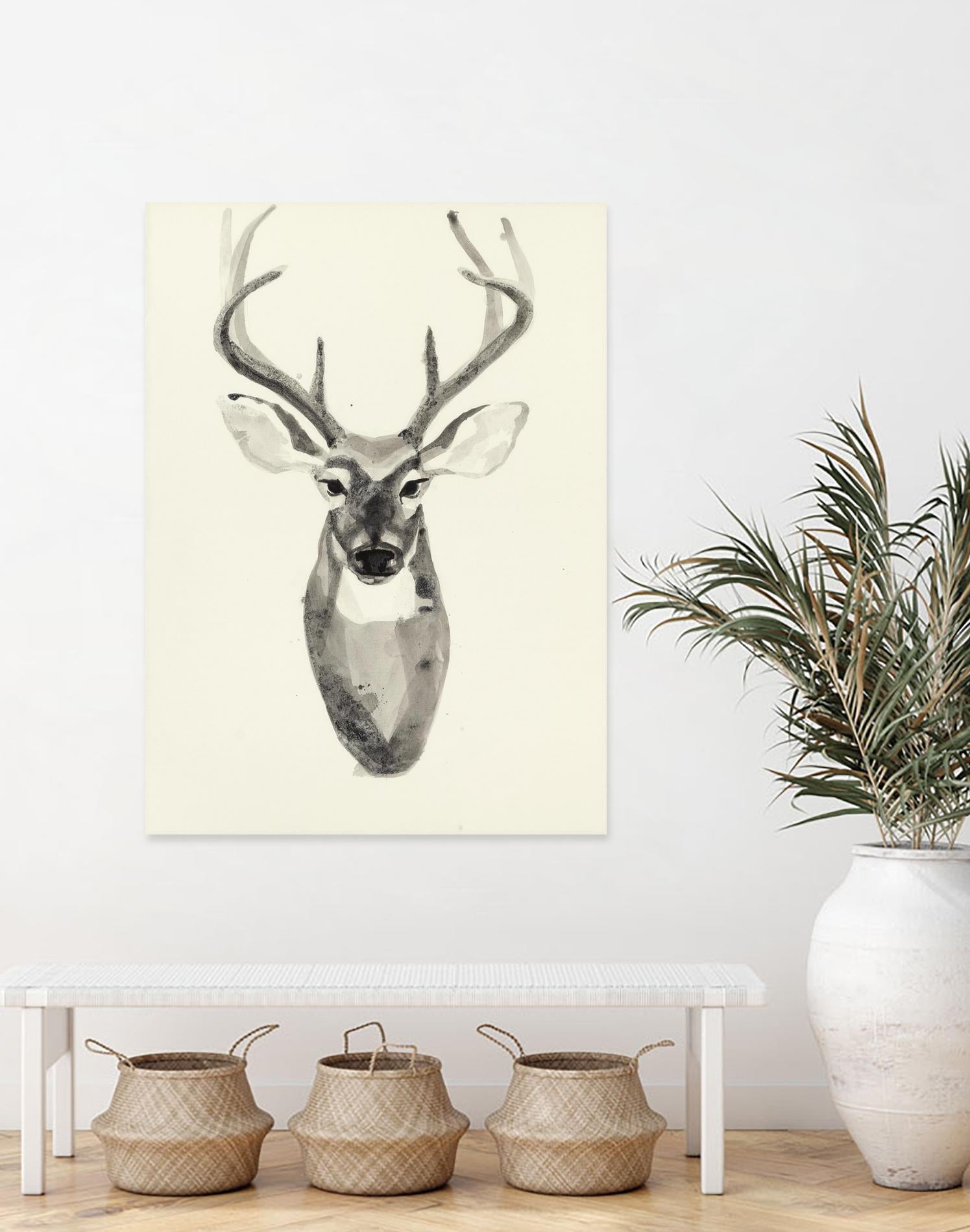 Watercolor Deerhead 2 by Gordon, Ben Gordon on GIANT ART - white black & white deer