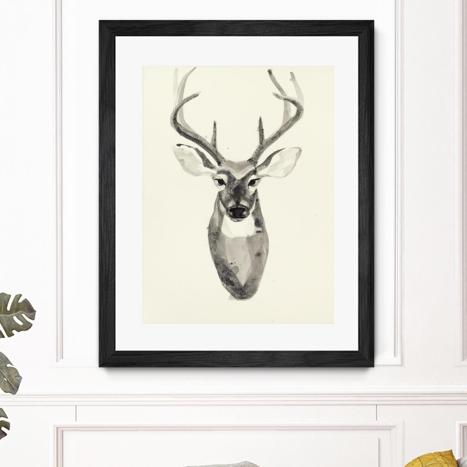 Watercolor Deerhead 2 by Gordon, Ben Gordon on GIANT ART - white black & white deer