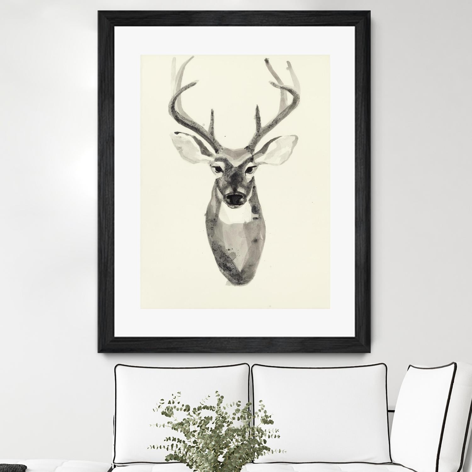 Watercolor Deerhead 2 by Gordon, Ben Gordon on GIANT ART - white black & white deer