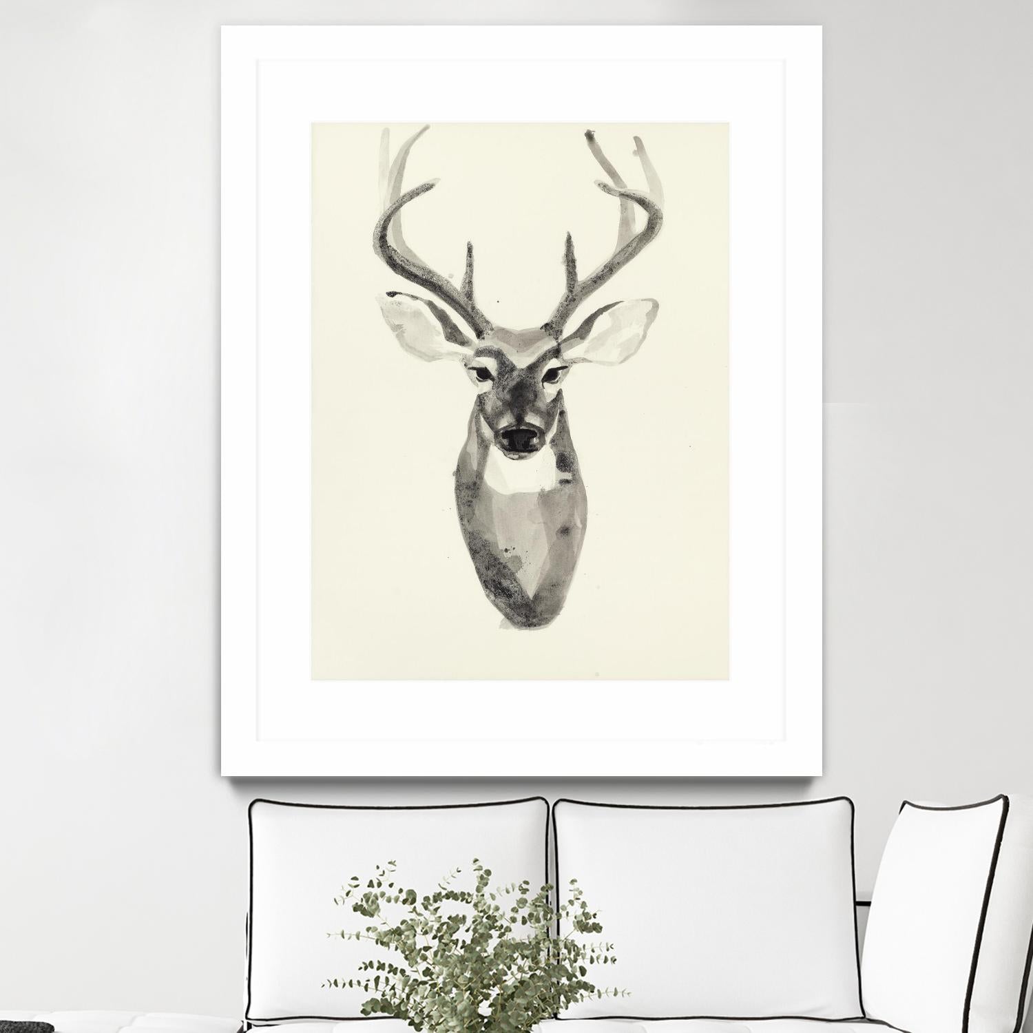 Watercolor Deerhead 2 by Gordon, Ben Gordon on GIANT ART - white black & white deer