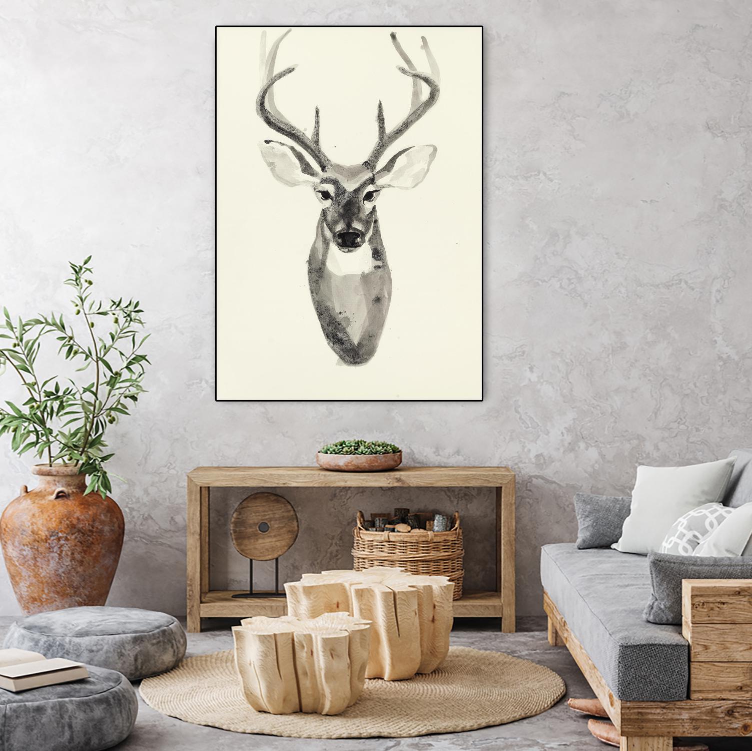 Watercolor Deerhead 2 by Gordon, Ben Gordon on GIANT ART - black animals deer