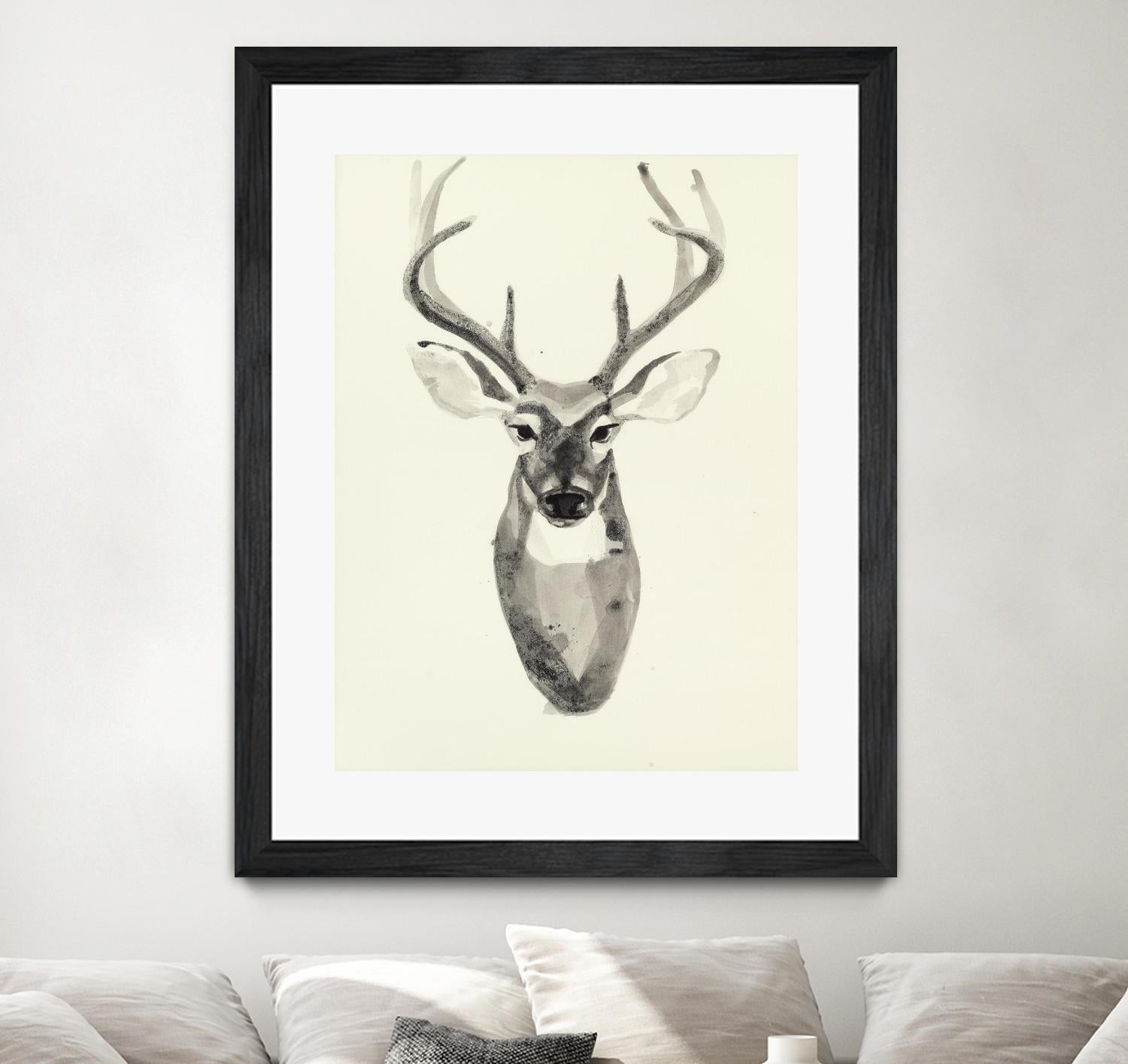 Watercolor Deerhead 2 by Gordon, Ben Gordon on GIANT ART - white black & white deer
