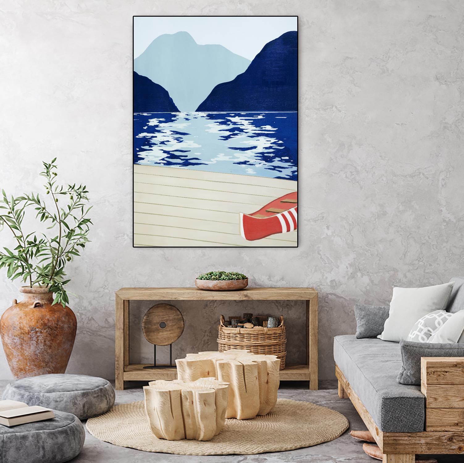 Afternoon Canoe by David Dimond on GIANT ART - beige landscape