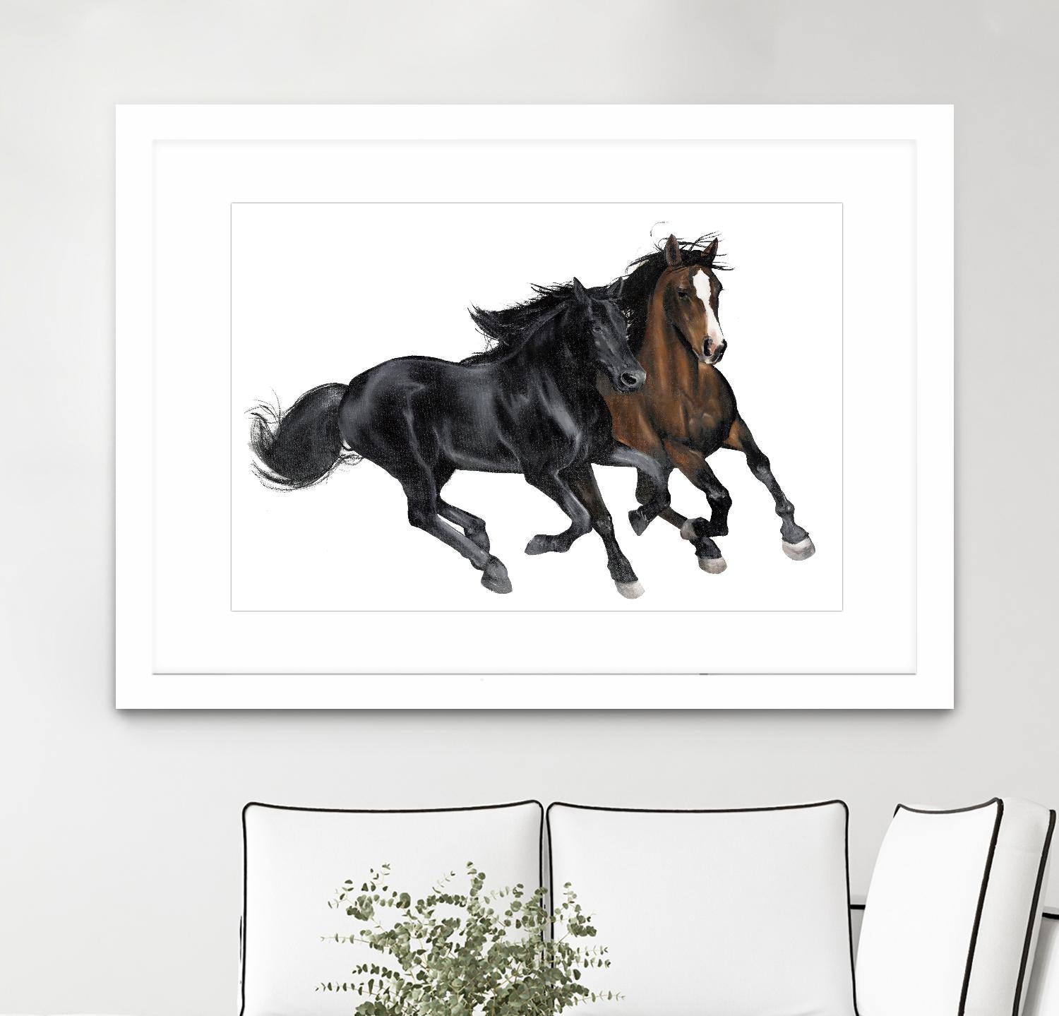 Black & Brown Horse by Stefano Altamura on GIANT ART - white black & white horse