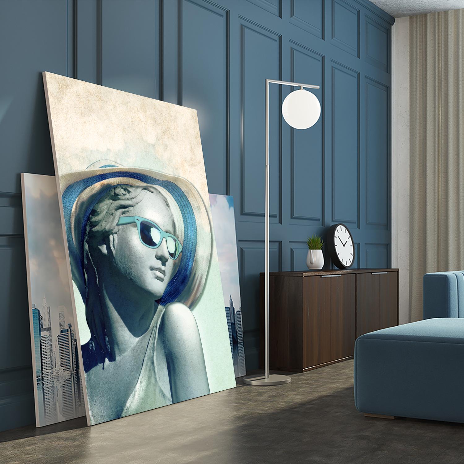 Hipster Statue with Sunhat by THE Studio on GIANT ART - green contemporary