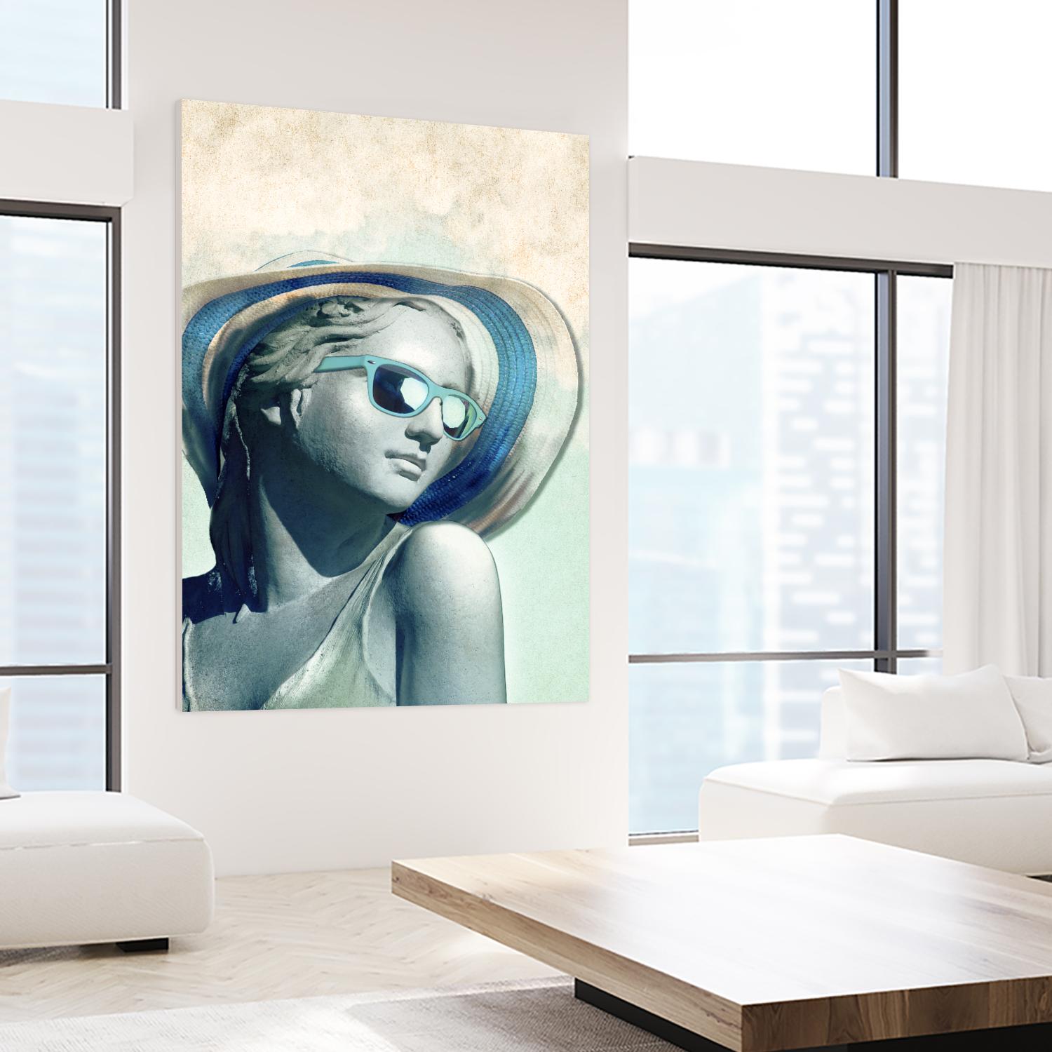 Hipster Statue with Sunhat by THE Studio on GIANT ART - green contemporary