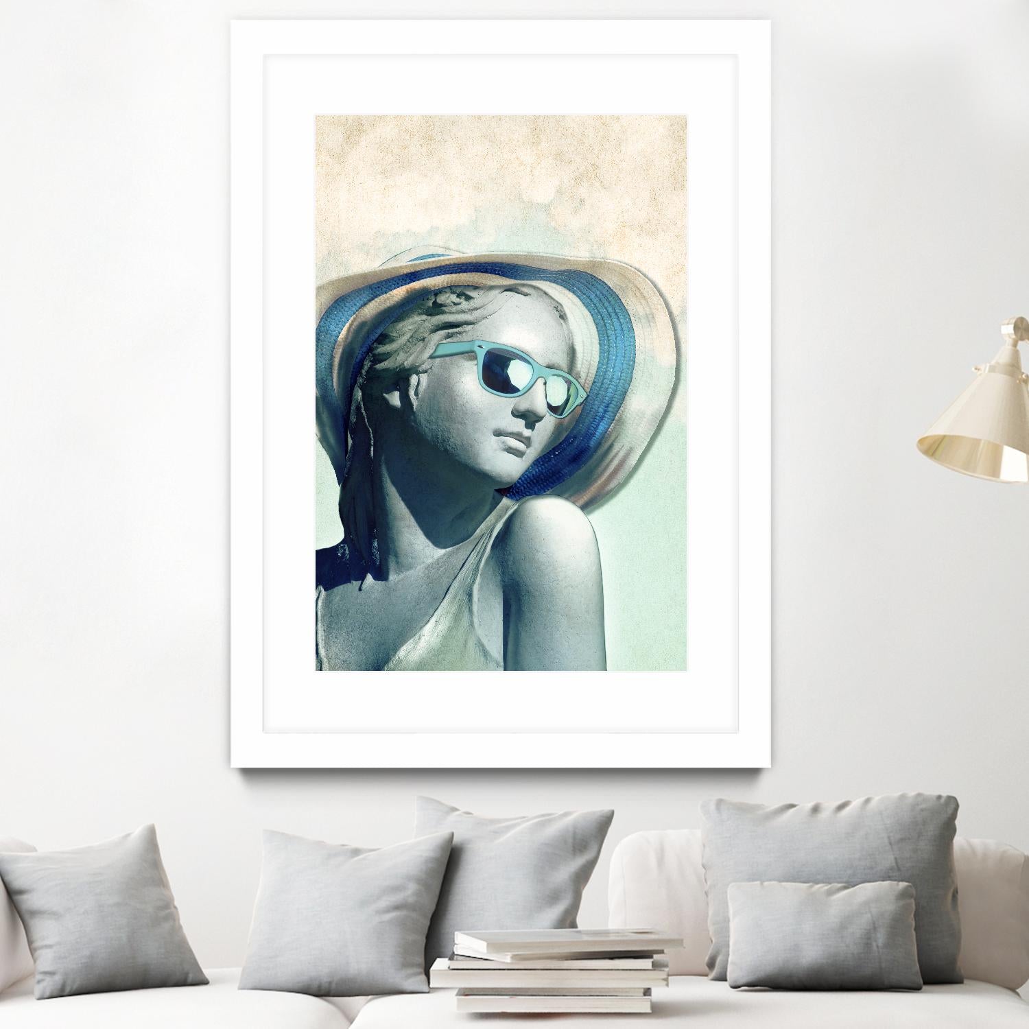 Hipster Statue with Sunhat by THE Studio on GIANT ART - beige figurative