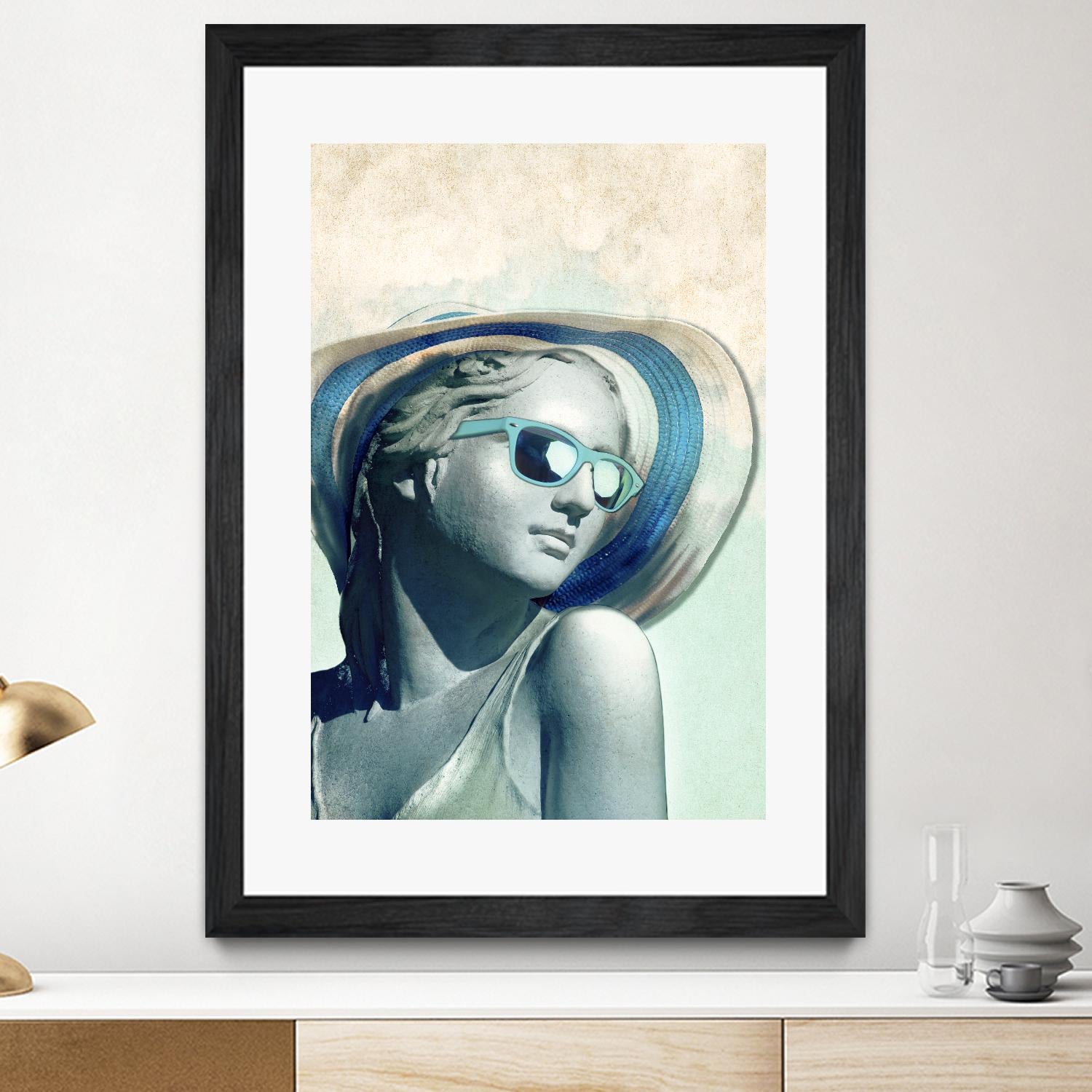 Hipster Statue with Sunhat by THE Studio on GIANT ART - beige figurative