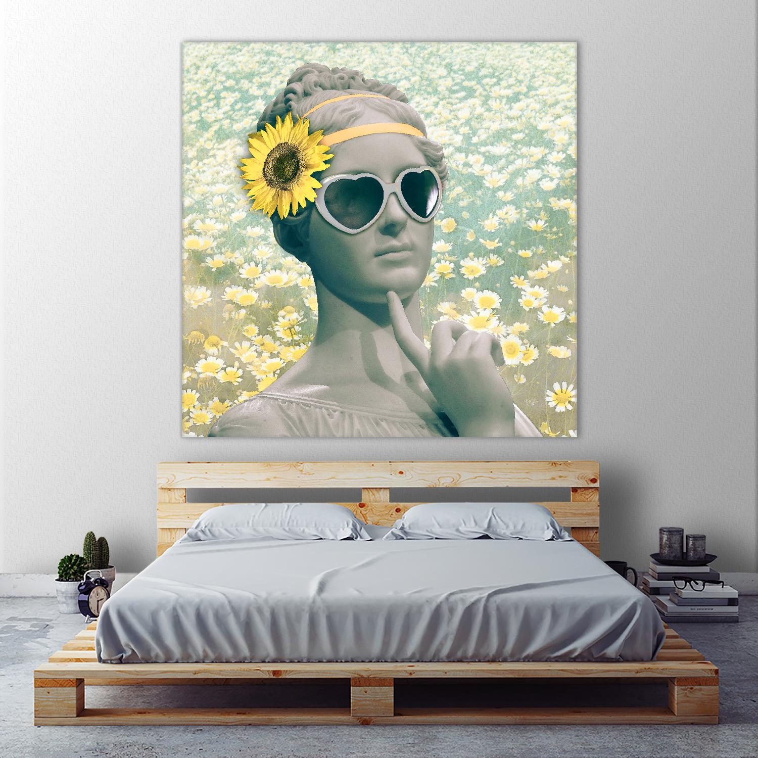 Hipster Statue with Sunflowers by THE Studio on GIANT ART - white contemporary