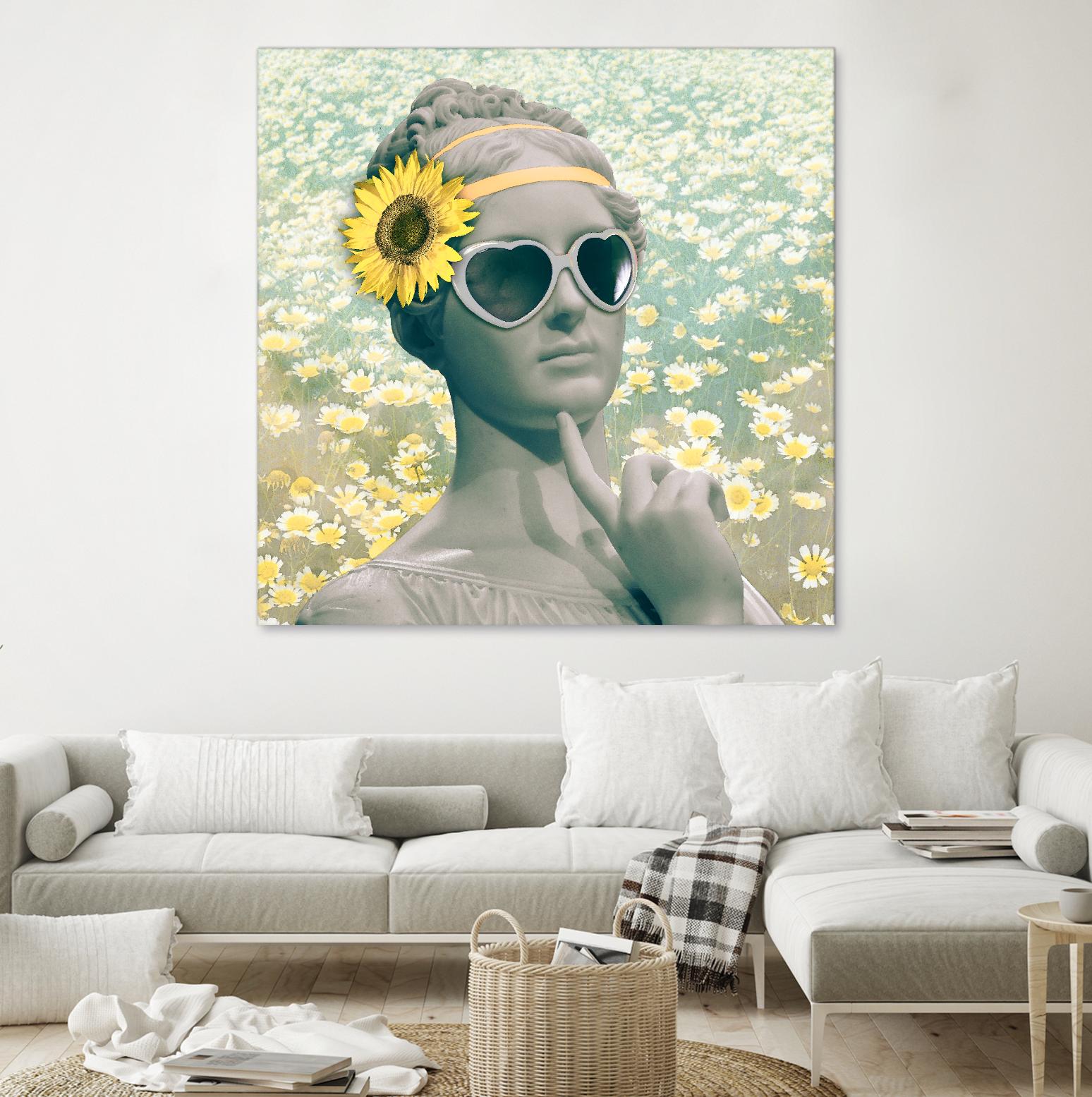 Hipster Statue with Sunflowers by THE Studio on GIANT ART - white contemporary
