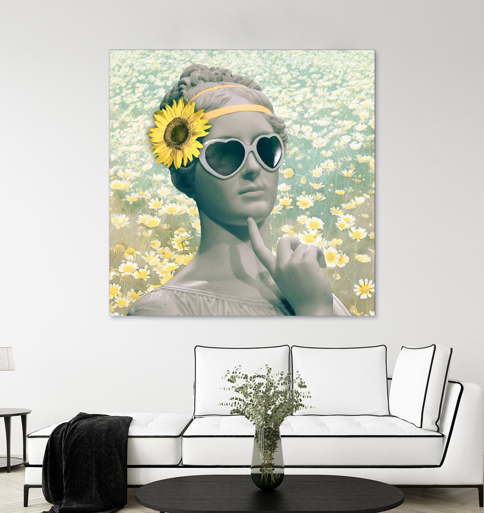 Hipster Statue with Sunflowers by THE Studio on GIANT ART - white contemporary