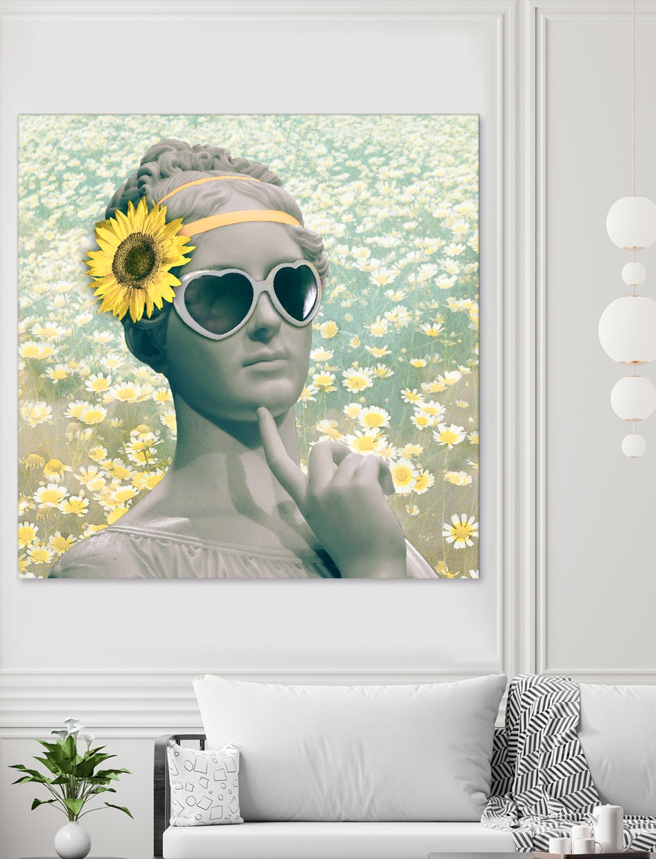 Hipster Statue with Sunflowers by THE Studio on GIANT ART - white contemporary