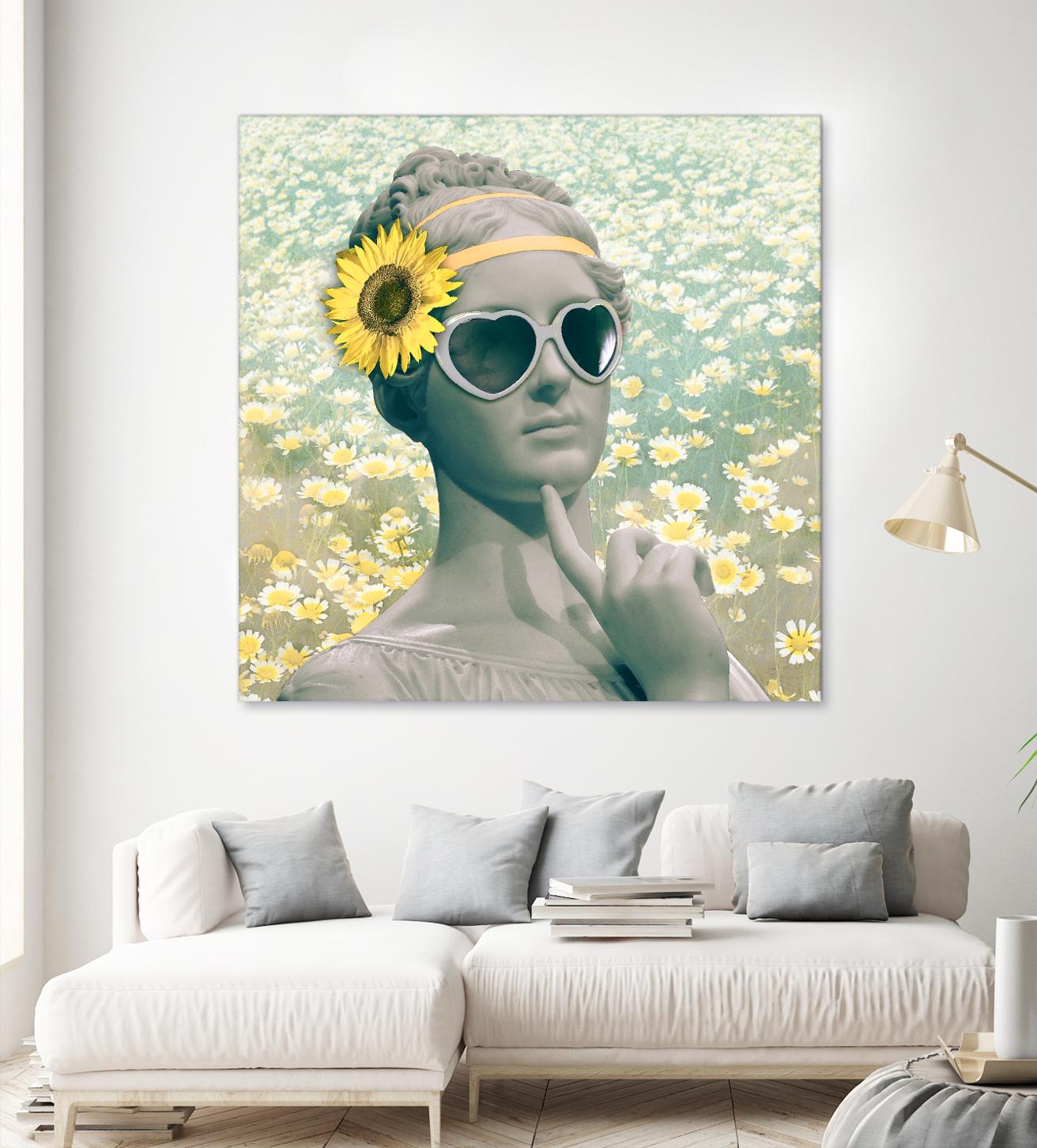 Hipster Statue with Sunflowers by THE Studio on GIANT ART - white contemporary