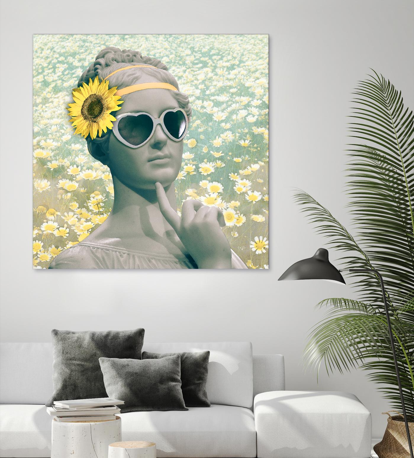 Hipster Statue with Sunflowers by THE Studio on GIANT ART - white contemporary