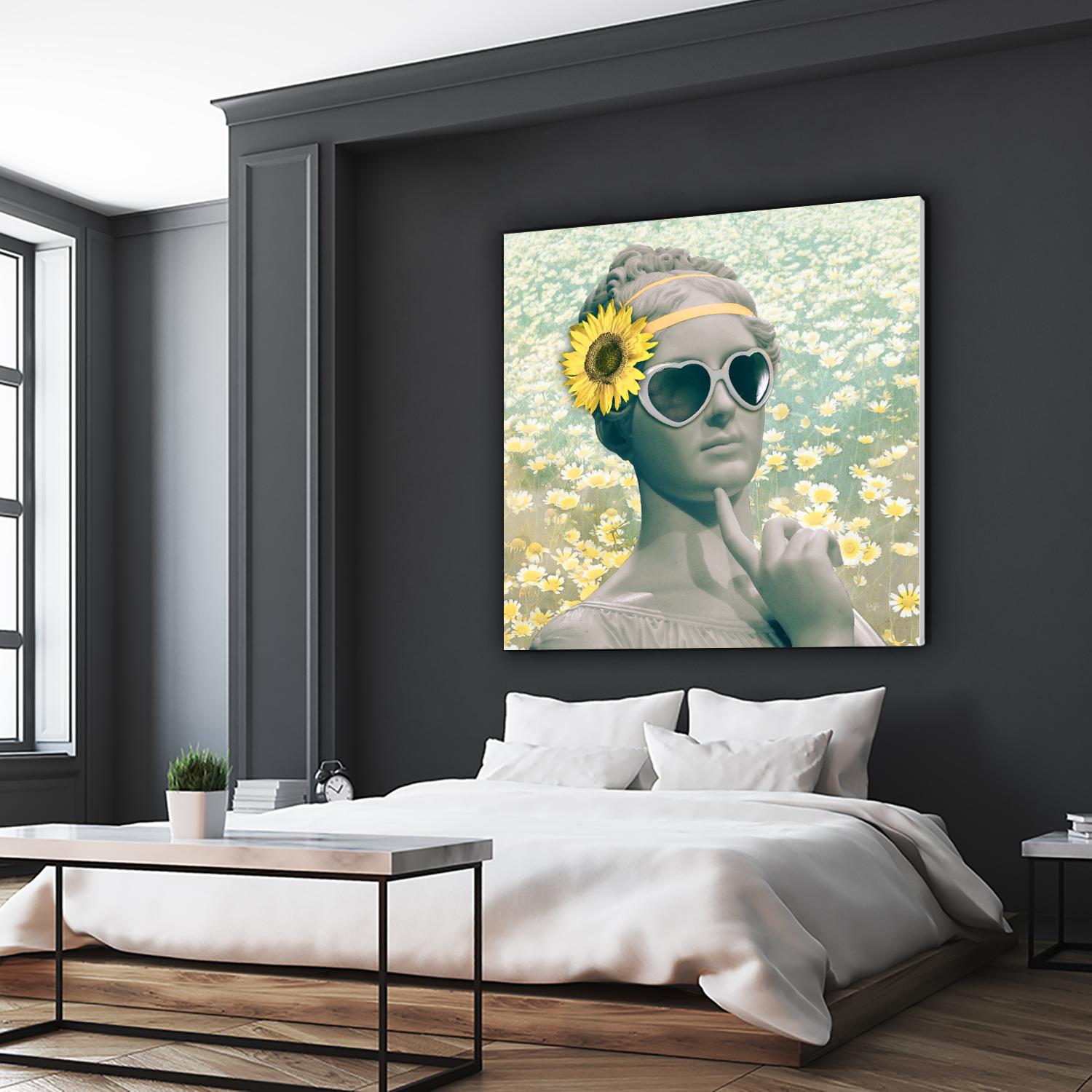 Hipster Statue with Sunflowers by THE Studio on GIANT ART - white contemporary