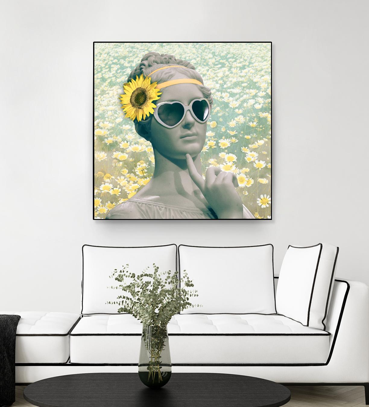 Hipster Statue with Sunflowers by THE Studio on GIANT ART - white contemporary