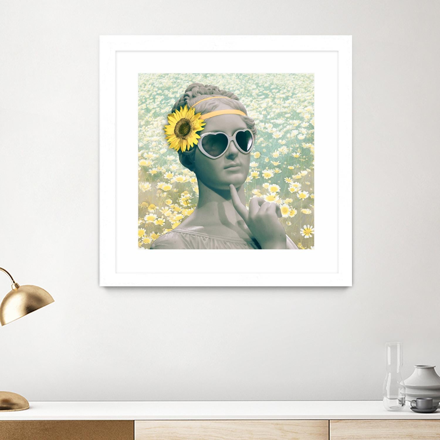 Hipster Statue with Sunflowers by THE Studio on GIANT ART - white contemporary