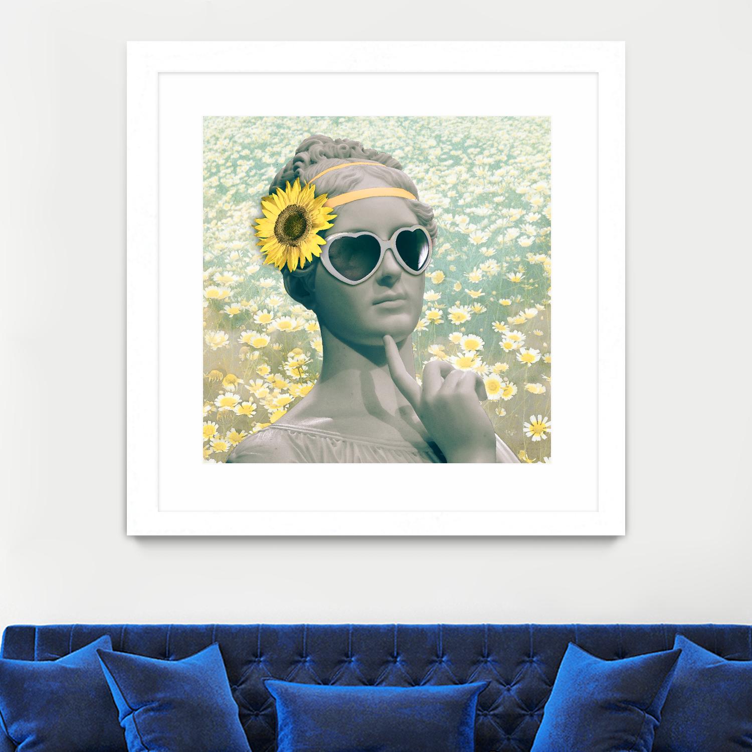Hipster Statue with Sunflowers by THE Studio on GIANT ART - white contemporary