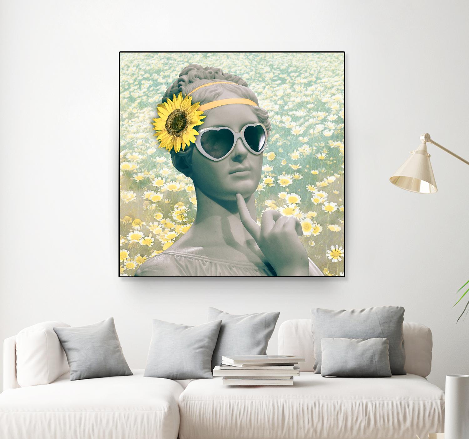 Hipster Statue with Sunflowers by THE Studio on GIANT ART - white contemporary