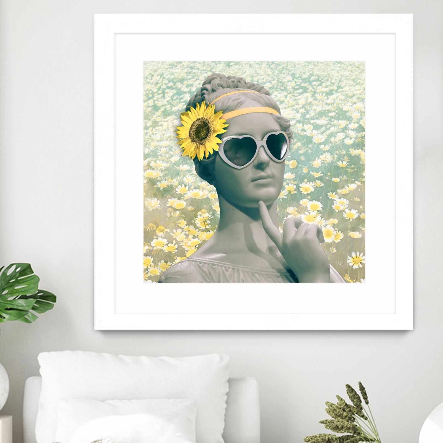 Hipster Statue with Sunflowers by THE Studio on GIANT ART - white contemporary