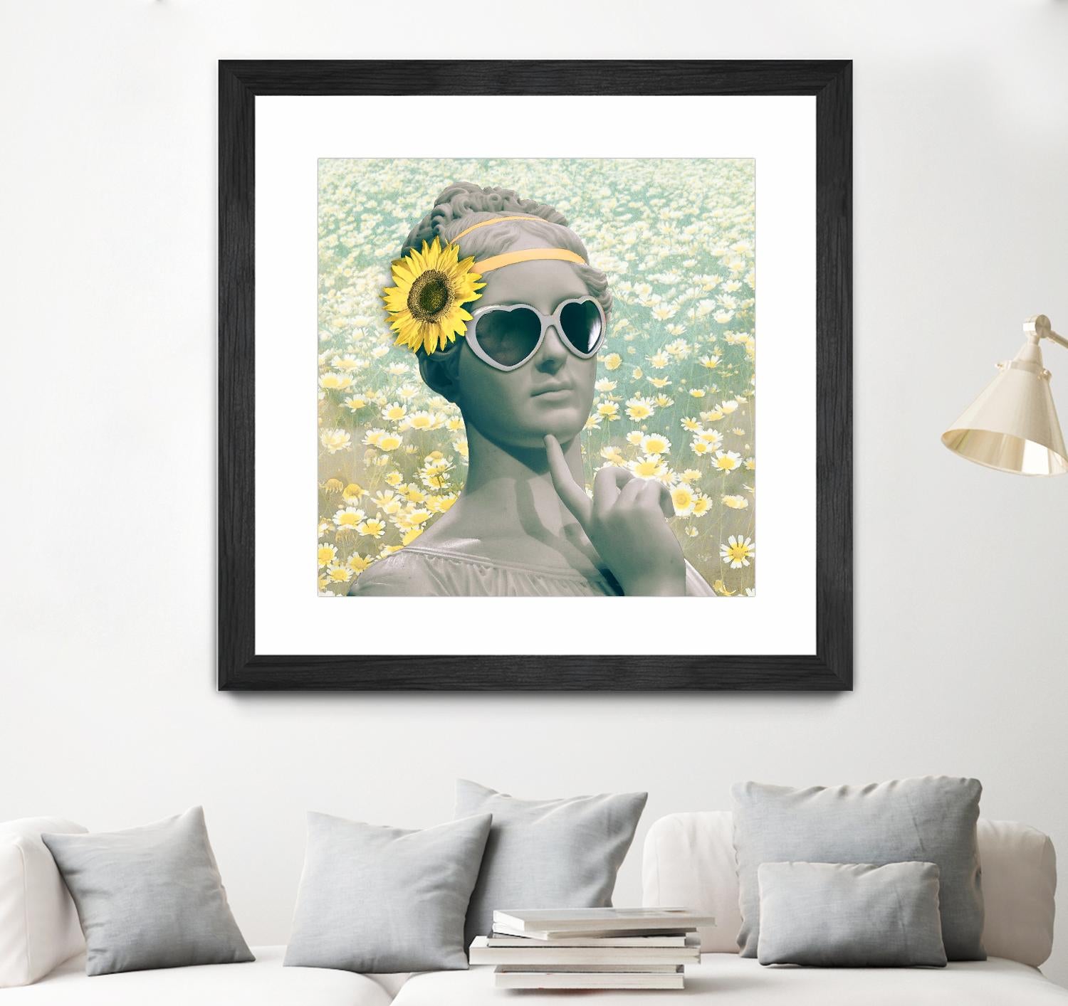 Hipster Statue with Sunflowers by THE Studio on GIANT ART - white contemporary