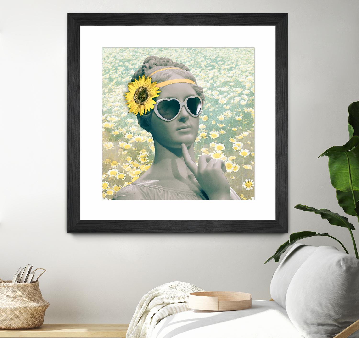 Hipster Statue with Sunflowers by THE Studio on GIANT ART - white contemporary