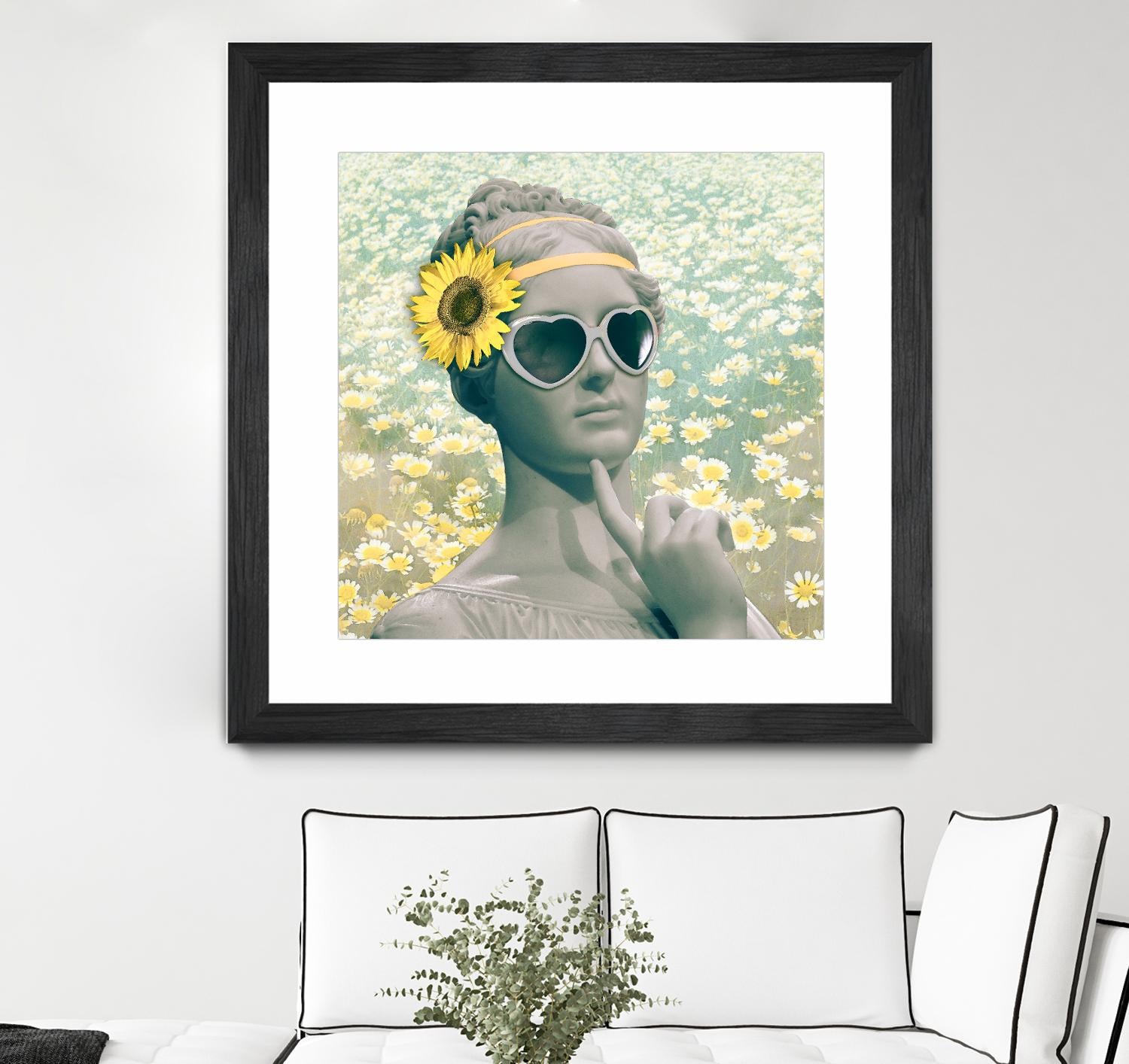 Hipster Statue with Sunflowers by THE Studio on GIANT ART - white contemporary