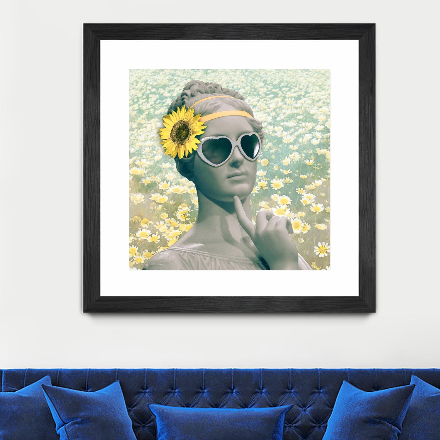 Hipster Statue with Sunflowers by THE Studio on GIANT ART - white contemporary