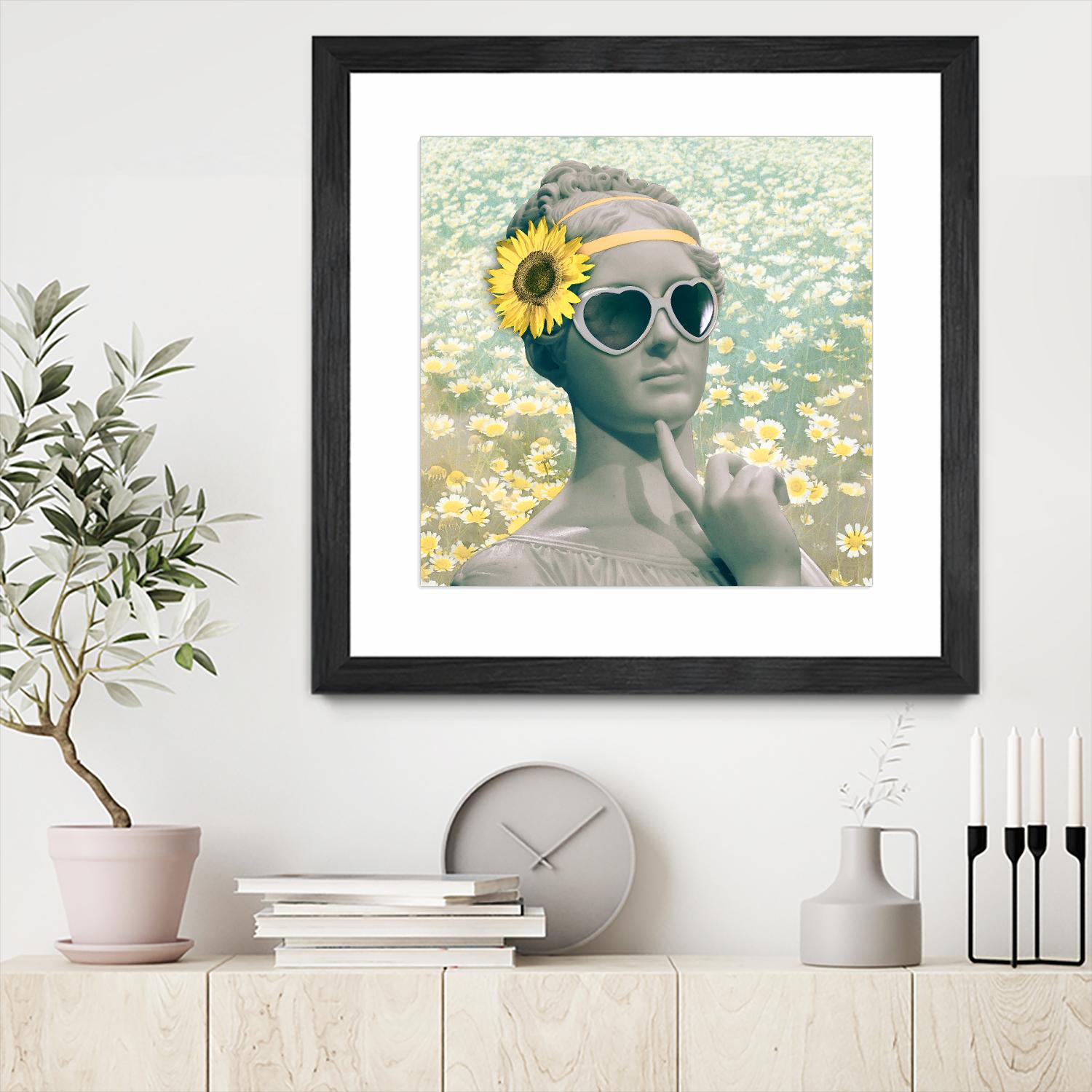 Hipster Statue with Sunflowers by THE Studio on GIANT ART - white contemporary