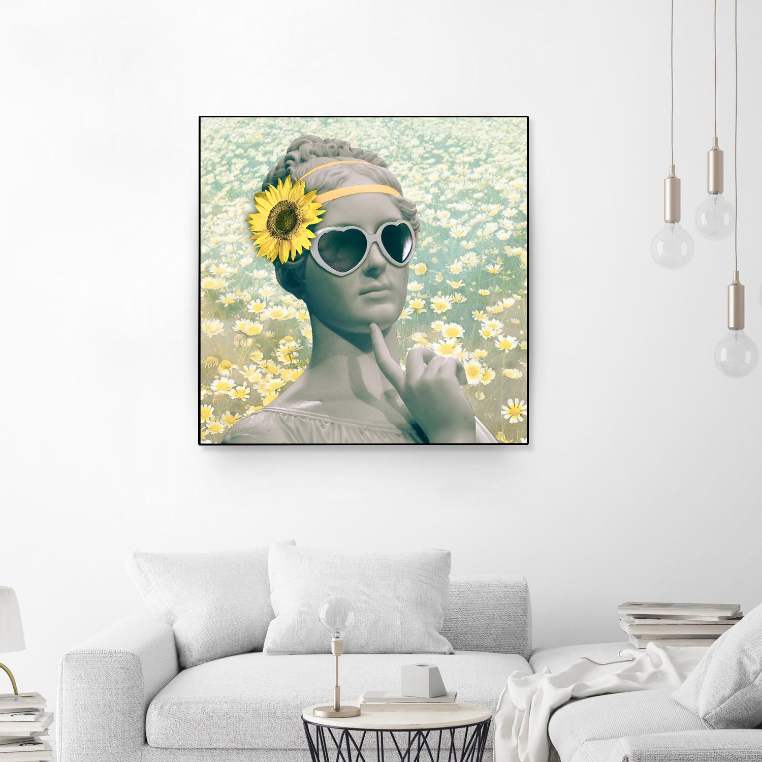 Hipster Statue with Sunflowers by THE Studio on GIANT ART - white contemporary
