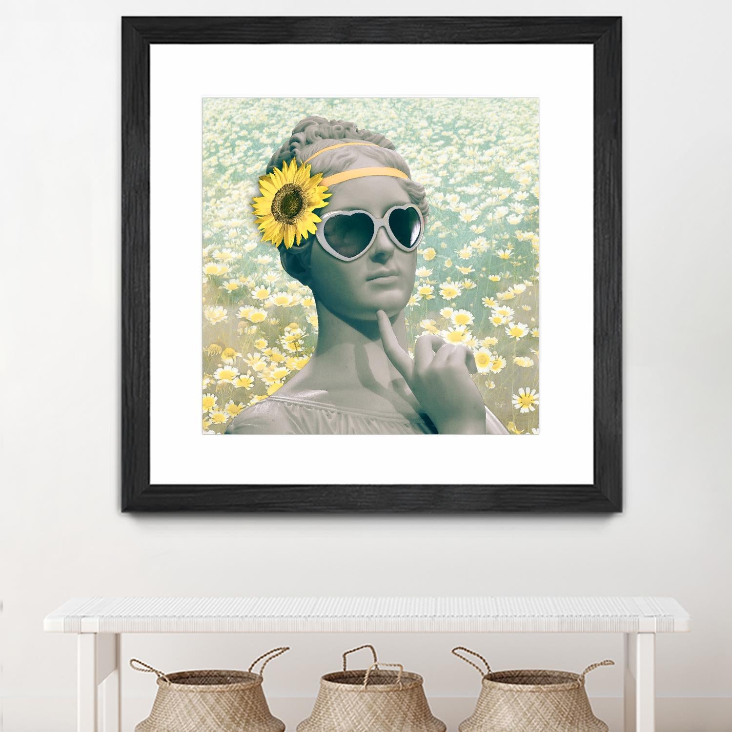 Hipster Statue with Sunflowers by THE Studio on GIANT ART - white contemporary