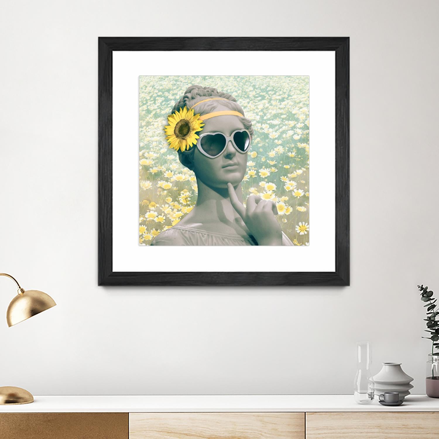 Hipster Statue with Sunflowers by THE Studio on GIANT ART - white contemporary