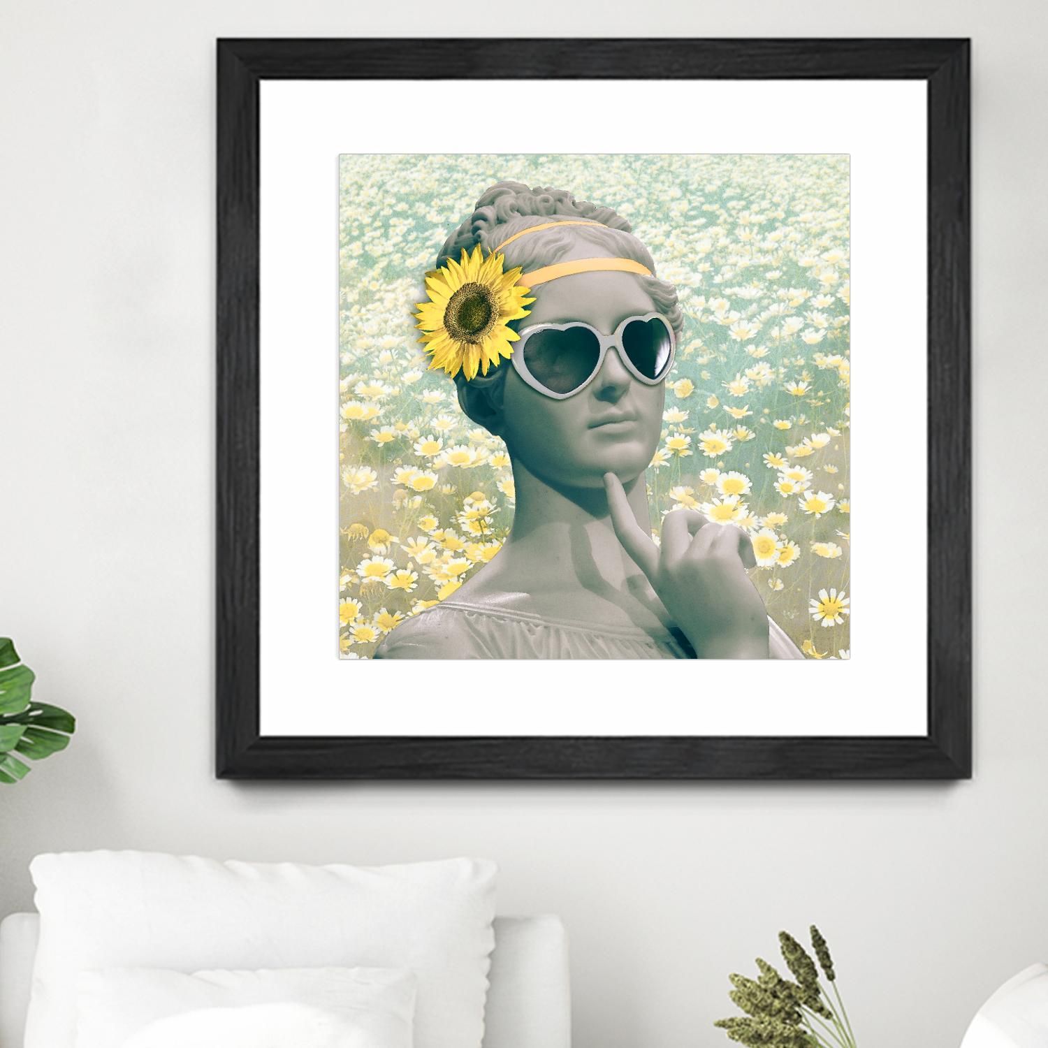 Hipster Statue with Sunflowers by THE Studio on GIANT ART - white contemporary