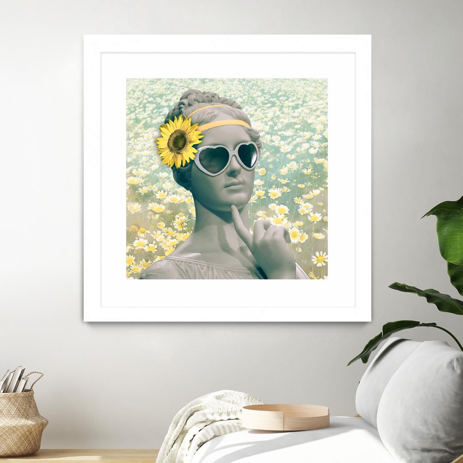 Hipster Statue with Sunflowers by THE Studio on GIANT ART - white contemporary